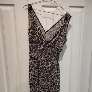 Enfocus Studios Brown and White Bubble Pattern Dress